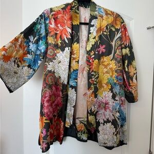 Johnny Was Multicolor Floral Kimono Top
